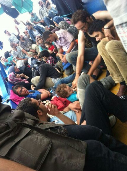 Flüchtlingsboot von Alexandria nach Lampedusa