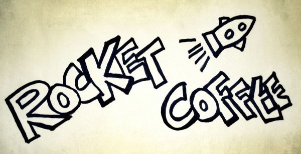 Mucbook: Restaurant Day München, Schild Rocket Coffee mit gemalter Rakete