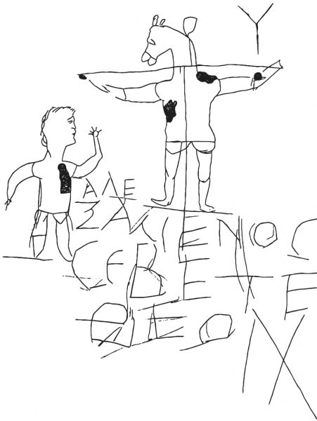 Das „Spottkruzifix“ am Palatin in Rom, datiert zw. 238 u. 244