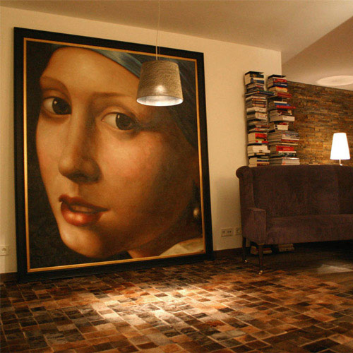 Portraitgemälde nach Vermeer im Haus eines Kunden