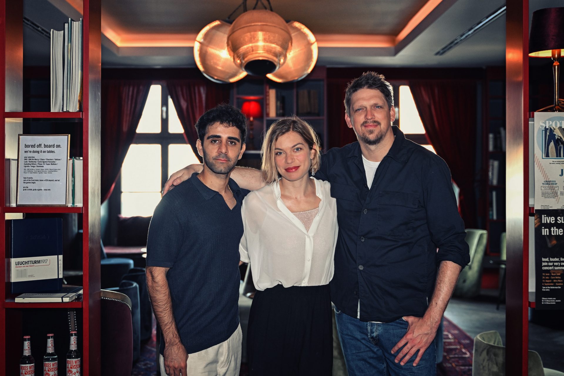 Erolf Afsin, Liliane Amuat, Jan-Ole Gerster als Teil der Förderpreis Jury im 25Hours Hotel anlässlich des 42. FILMFEST MÜNCHEN am 30.Juni 2025. © Ronny Heine / Filmfest München