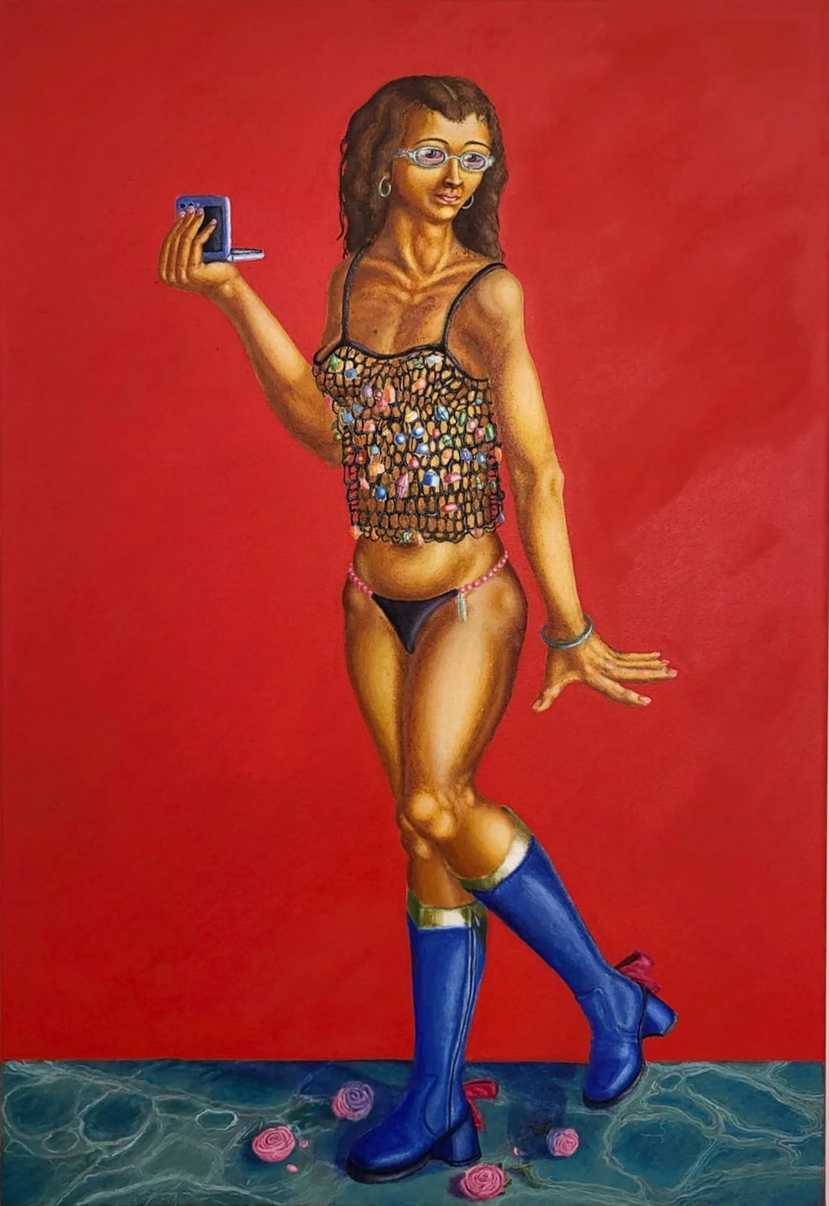 Florian Becherucci, Kawaii Mymi pearls, Öl auf Leinwand, 73 × 50 cm, 2025–2026